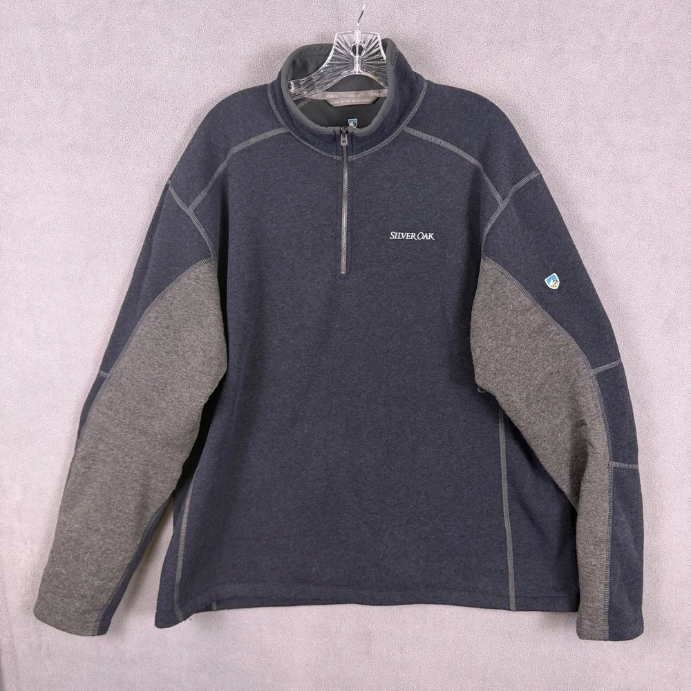 Kuhl Mens Size 2XL Blue Gray Long Sleeve Revel 1/4 Zip Sweater Silver Oak Hiking